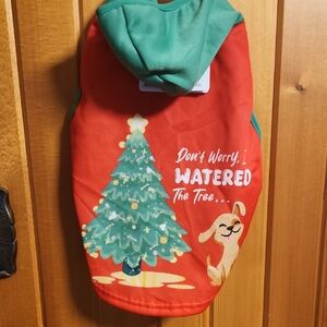 BNWT XMAS dog Hoodie-says "Dont worry,I Watered the Tree"--M